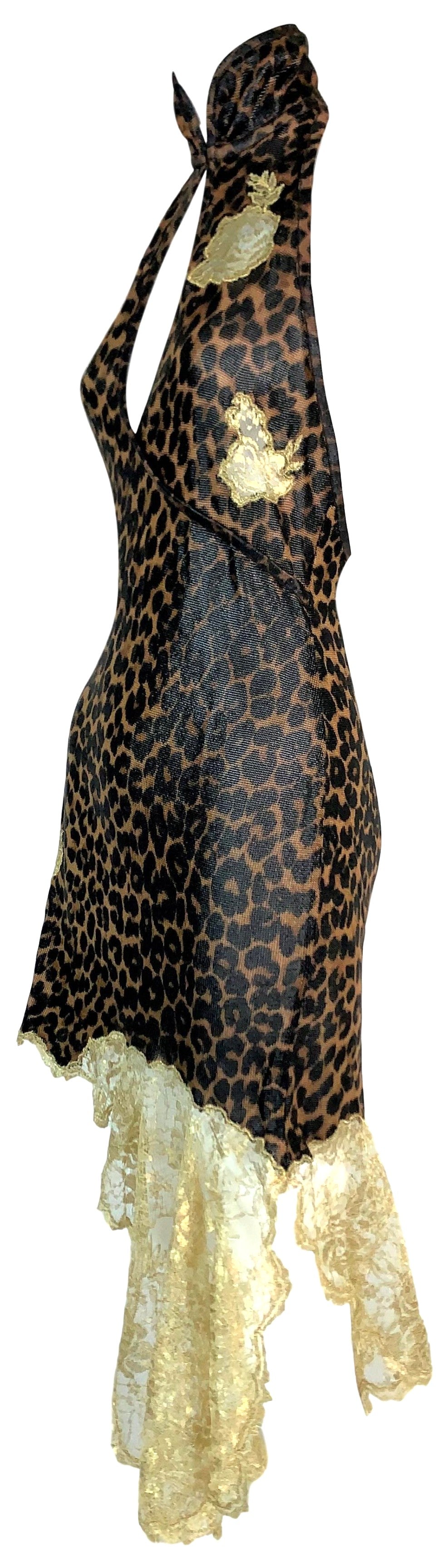 F/W 2000 Christian Dior by John Galliano Cheongsam Leopard Cut-Out Lace Dress