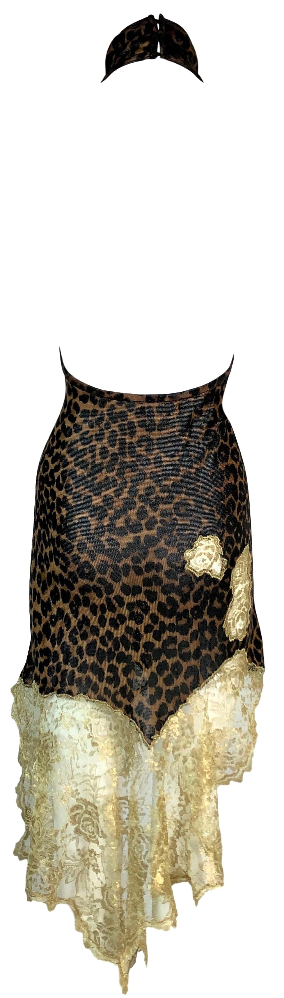 F/W 2000 Christian Dior by John Galliano Cheongsam Leopard Cut-Out Lace Dress