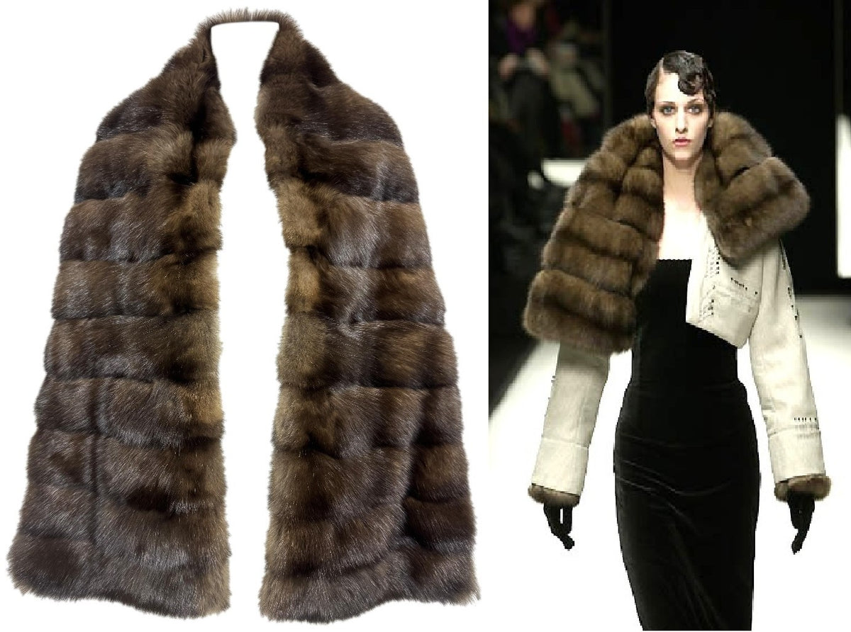 F/W 2000 Gianfranco Ferre Runway Large Extra Long Sable Fur Shawl Wrap