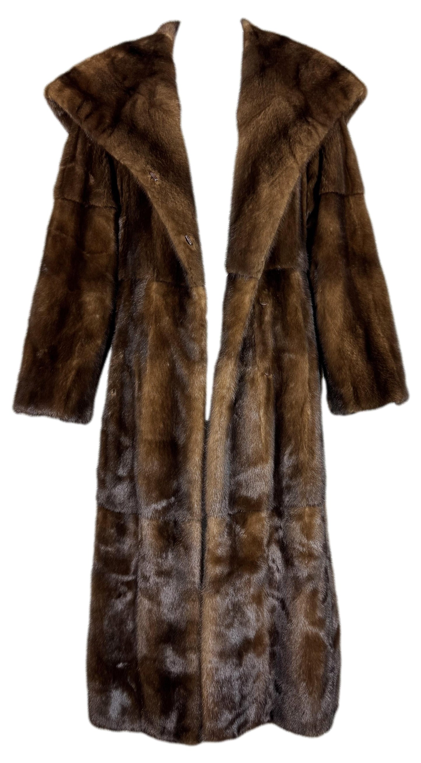 2000's Gianfranco Ferre Hooded Drawstring Mink Fur Full Length Long Coat