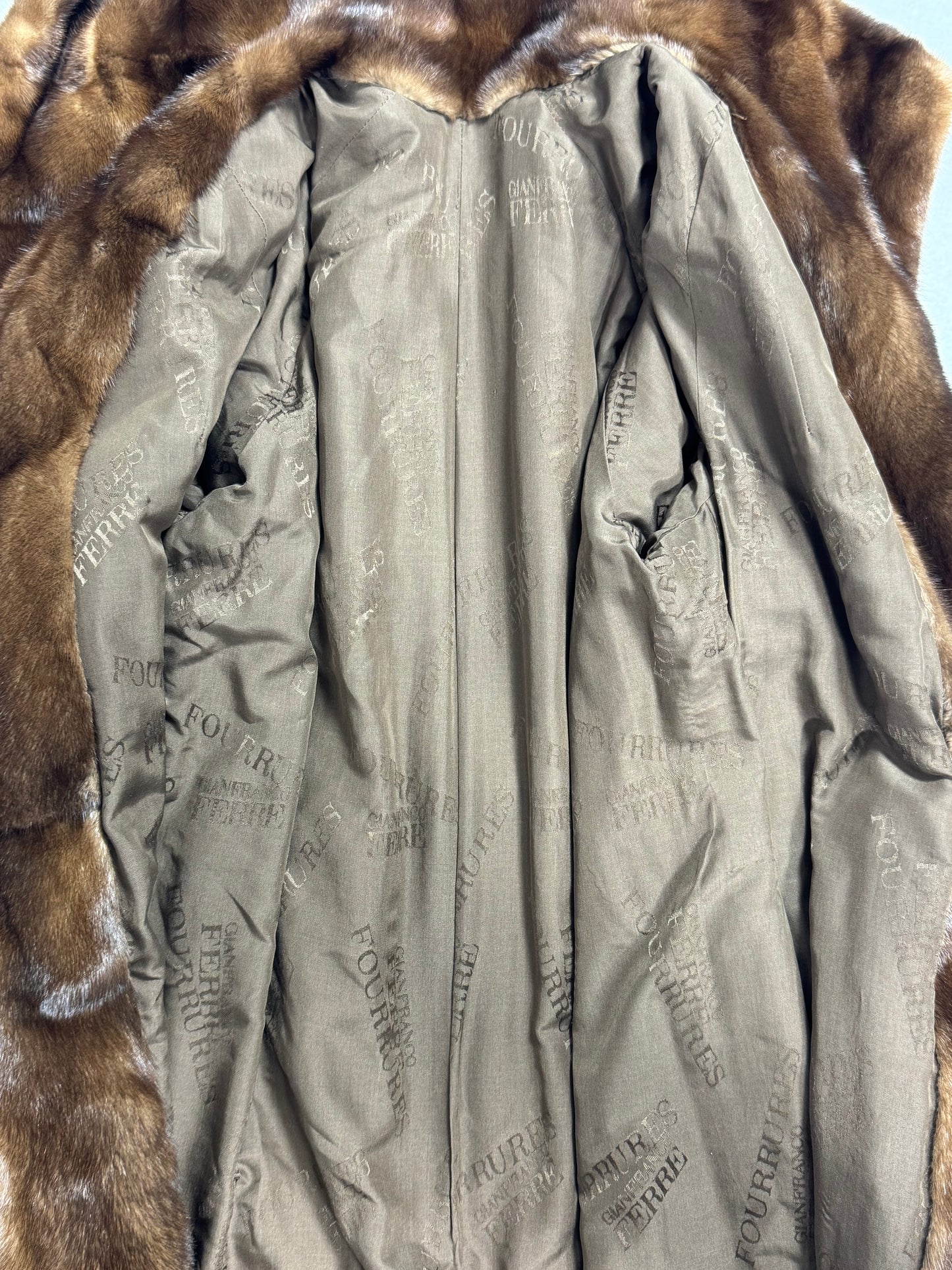 2000's Gianfranco Ferre Hooded Drawstring Mink Fur Full Length Long Coat