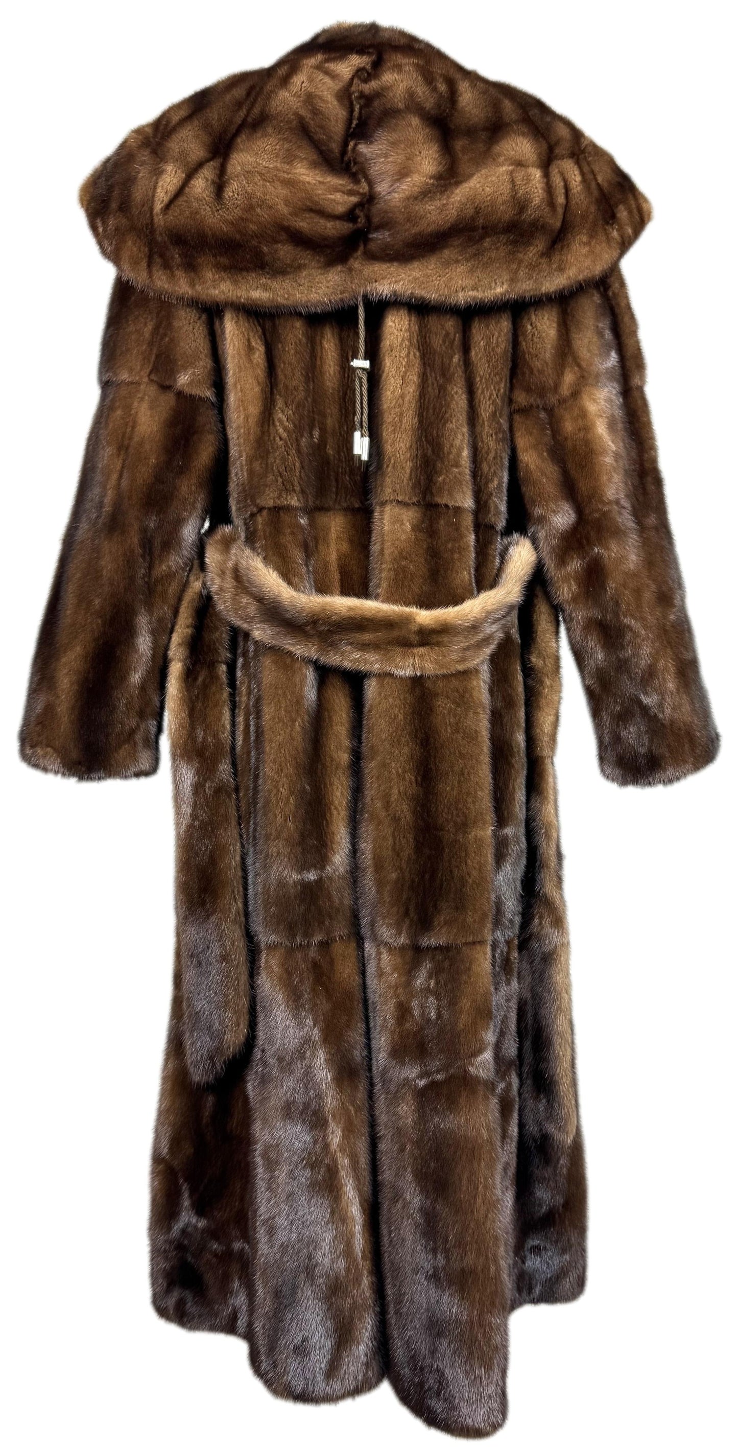 2000's Gianfranco Ferre Hooded Drawstring Mink Fur Full Length Long Coat