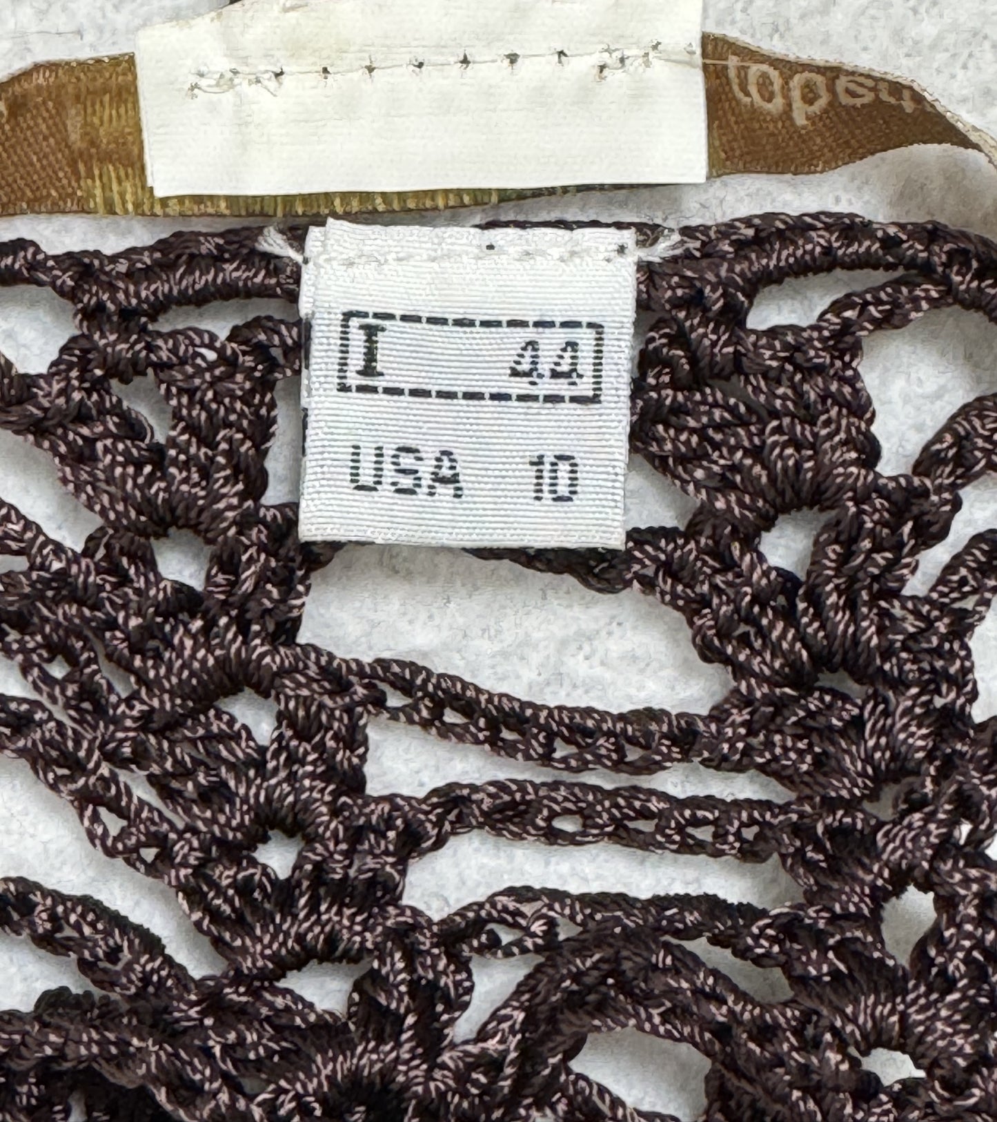 2000's Roberto Cavalli Sheer Brown Knit Beaded Boho Chic Sexy Maxi Bodycon Dress