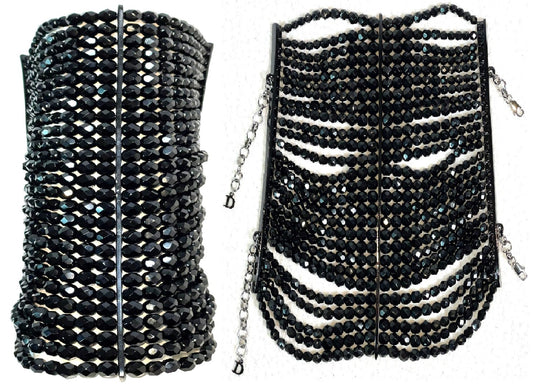 2000's RARE Christian Dior by John Galliano Haute Couture Extra Long Black Beaded Cuff Bracelet