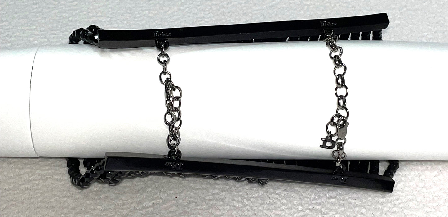 2000's RARE Christian Dior by John Galliano Haute Couture Extra Long Black Beaded Cuff Bracelet