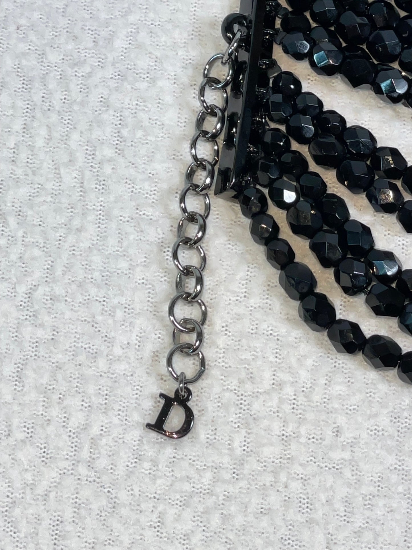 2000's RARE Christian Dior by John Galliano Haute Couture Extra Long Black Beaded Cuff Bracelet