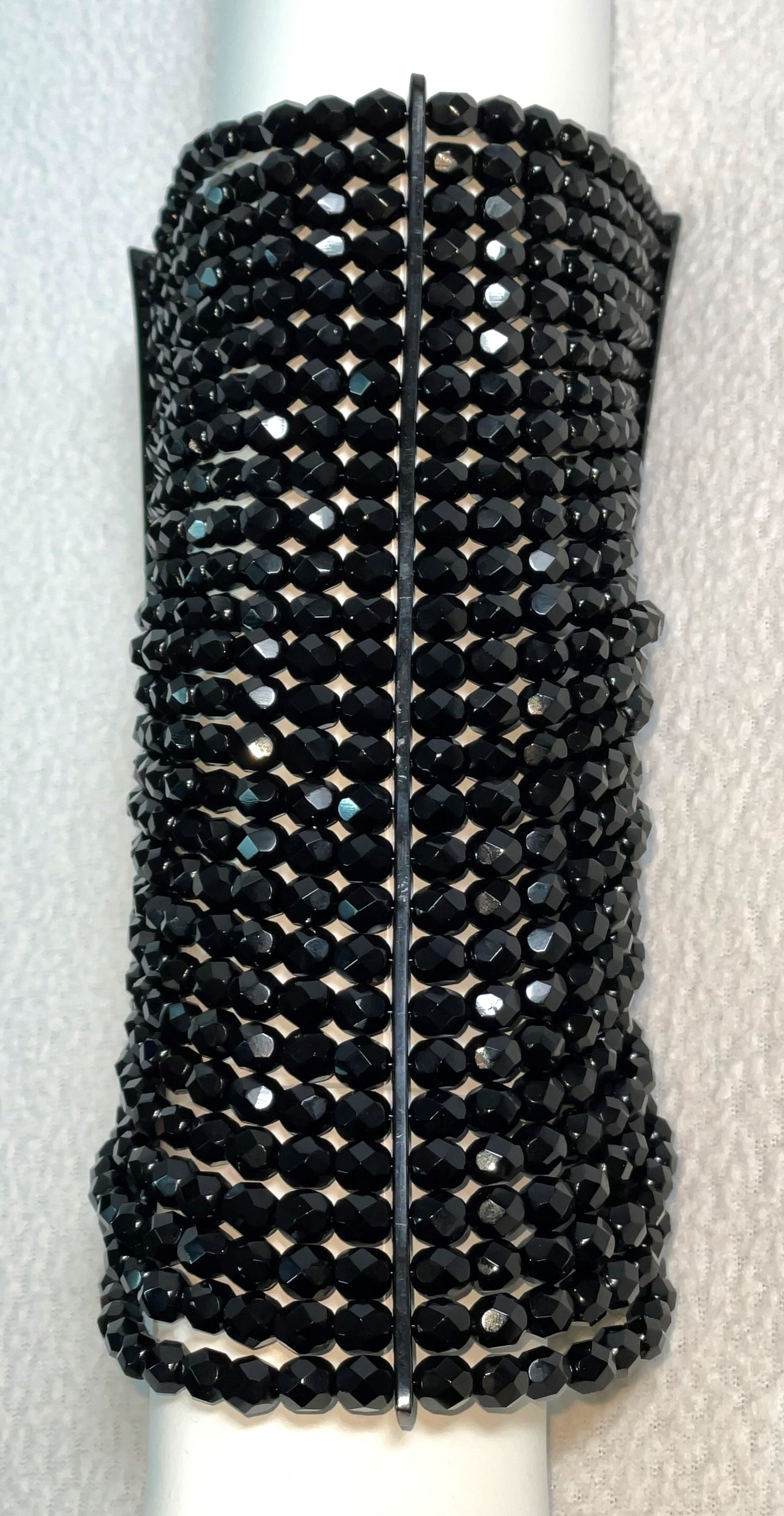 2000's RARE Christian Dior by John Galliano Haute Couture Extra Long Black Beaded Cuff Bracelet