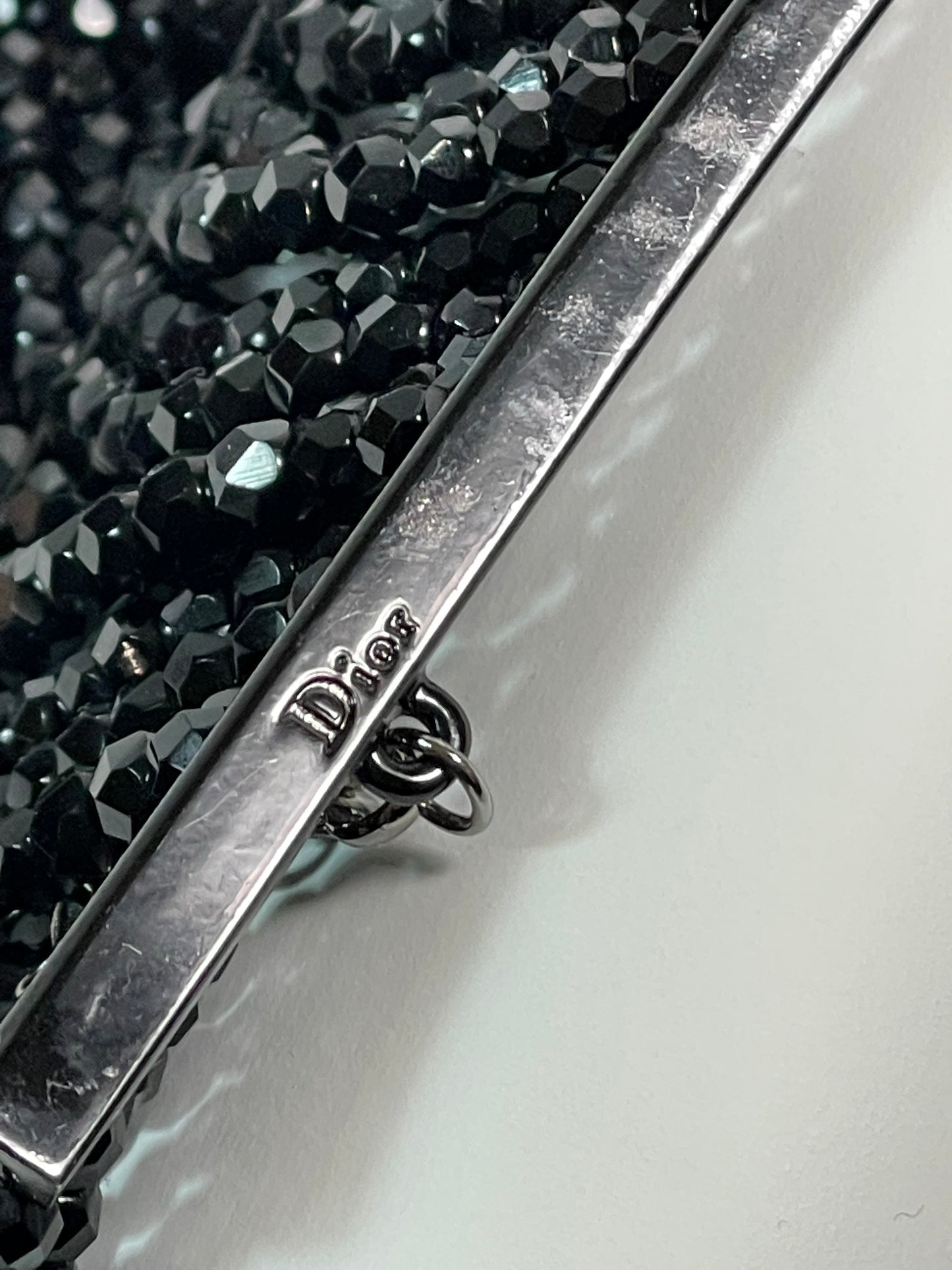 2000's RARE Christian Dior by John Galliano Haute Couture Extra Long Black Beaded Cuff Bracelet