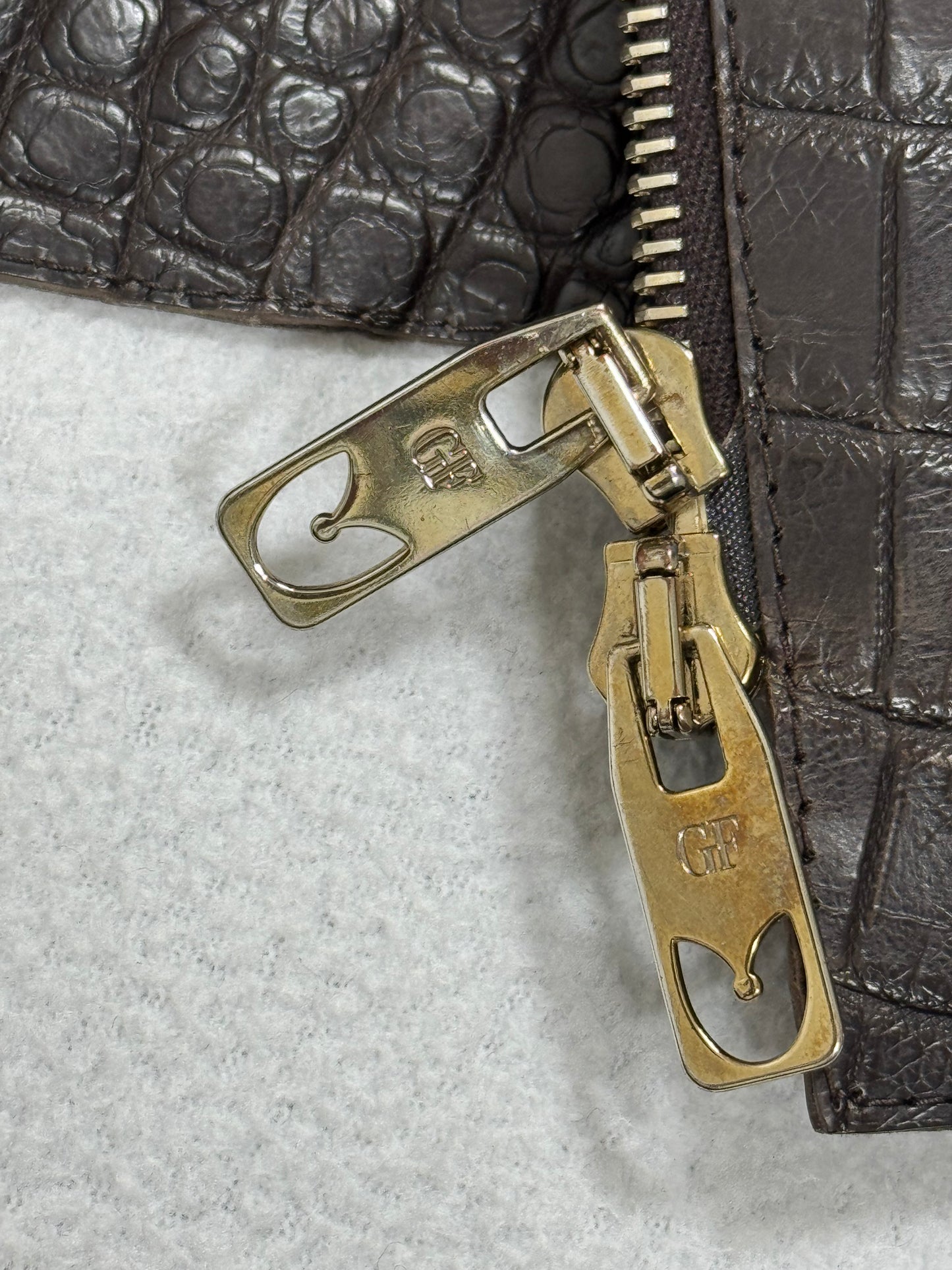 F/W 2008 RARE Gianfranco Ferre Brown Crocodile Alligator Mink Fur Fitted Jacket