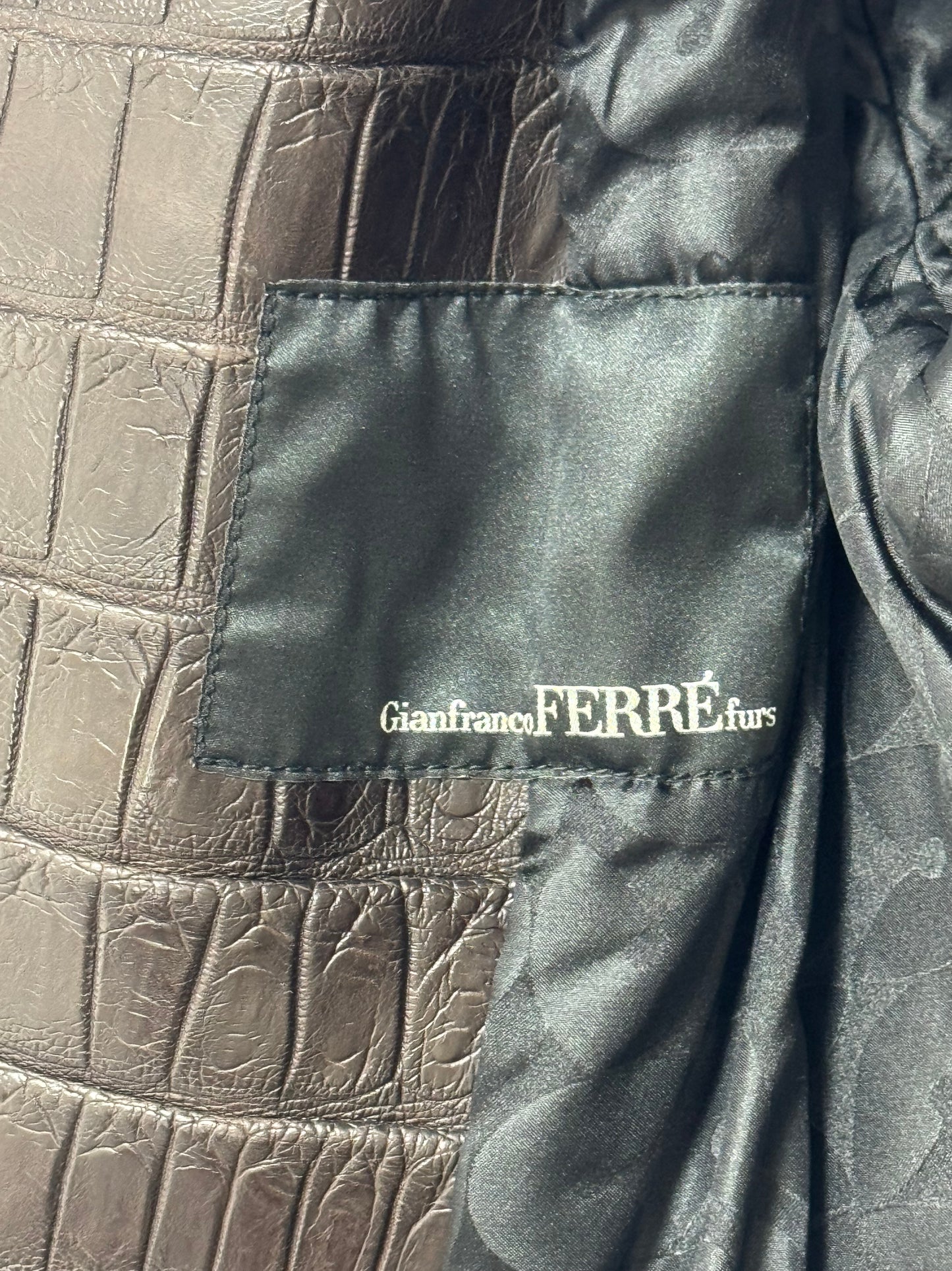 F/W 2008 RARE Gianfranco Ferre Brown Crocodile Alligator Mink Fur Fitted Jacket