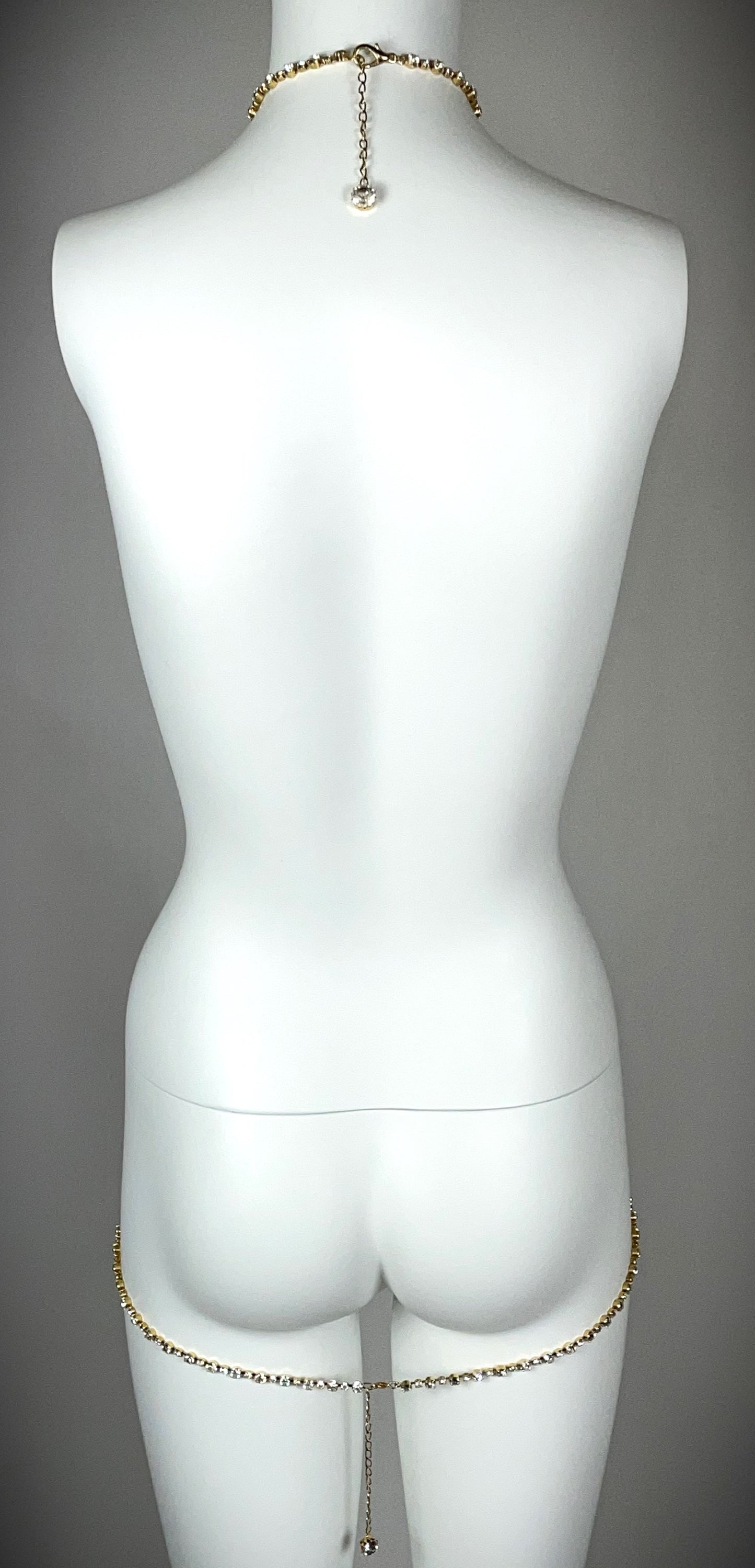 S/S 2000 Roberto Cavalli Runway Large Gold Crystal Body Chain Necklace