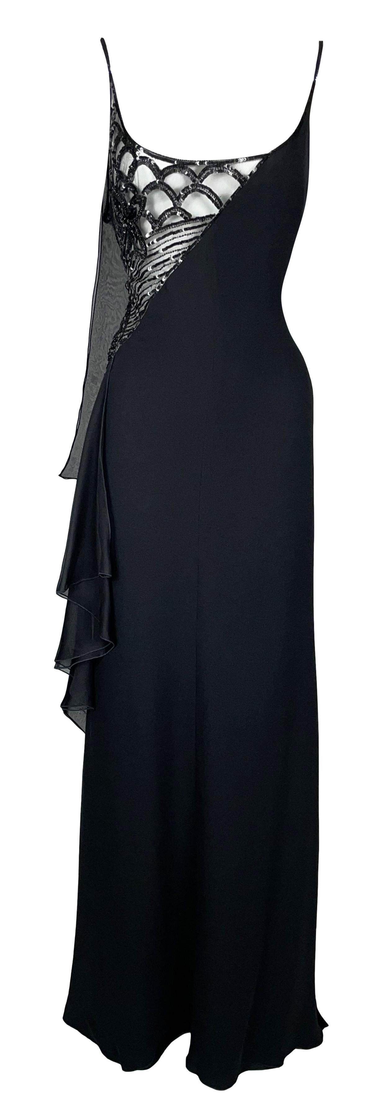 F/W 2006 Valentino Runway Sheer Black Beaded Mesh Gown Dress