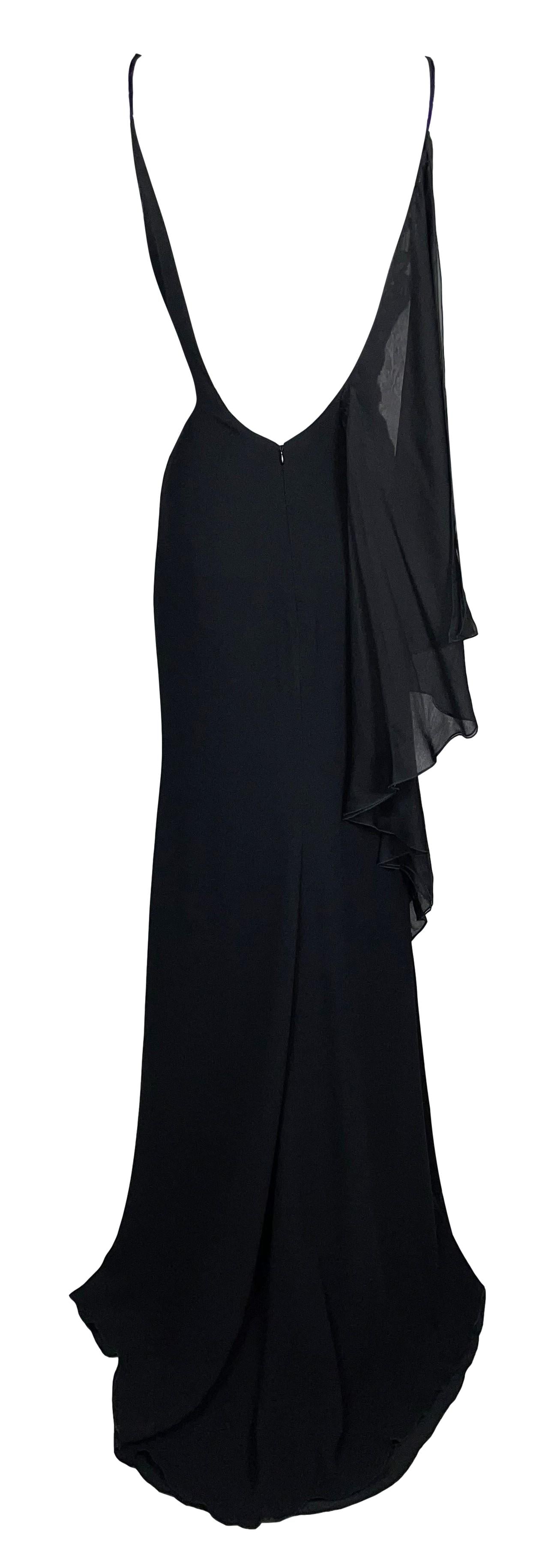 F/W 2006 Valentino Runway Sheer Black Beaded Mesh Gown Dress