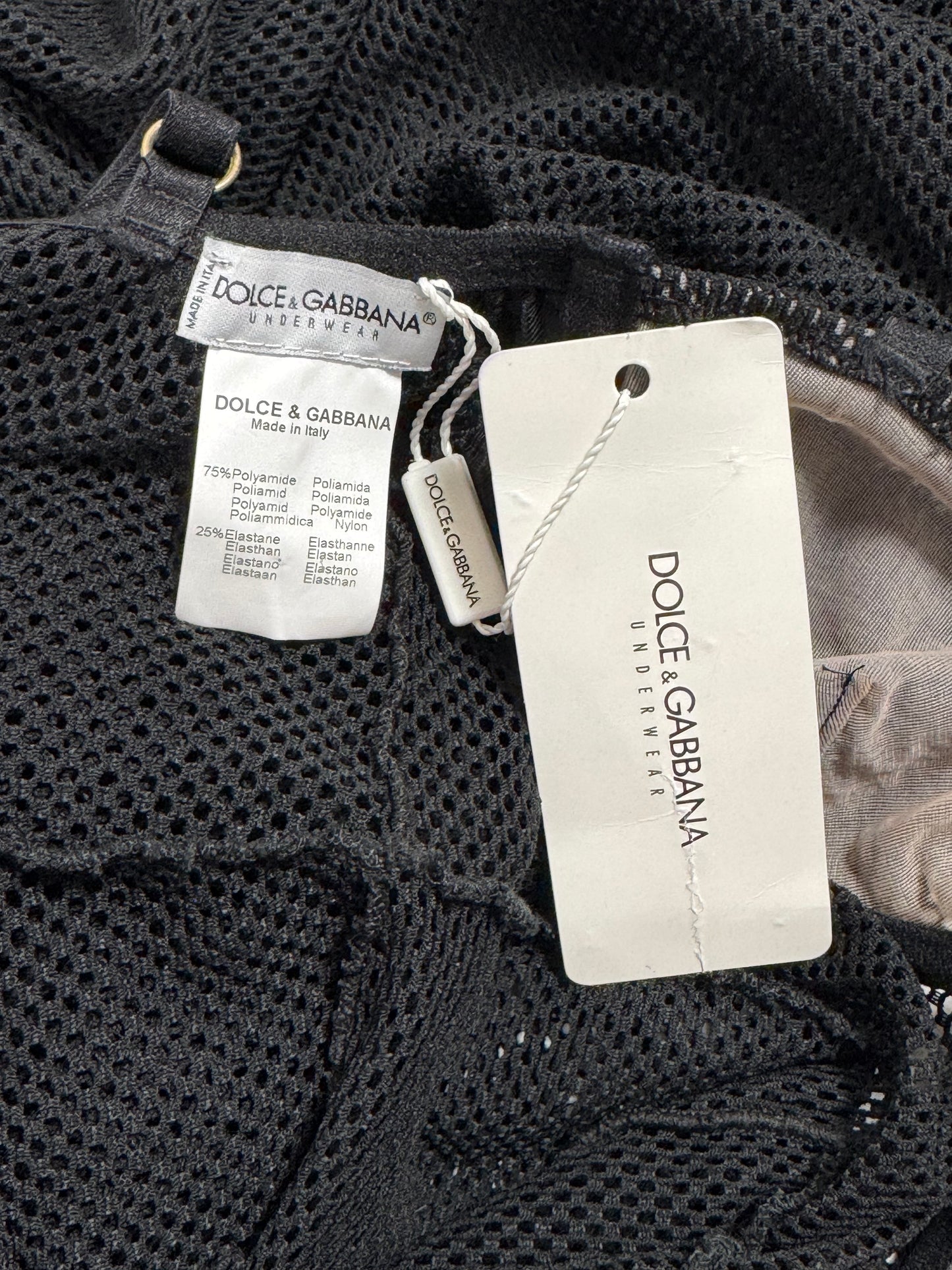 Circa 2000 Dolce & Gabbana Sexy Sheer Black Fishnet 70's Vibe Bell Bottom Jumpsuit