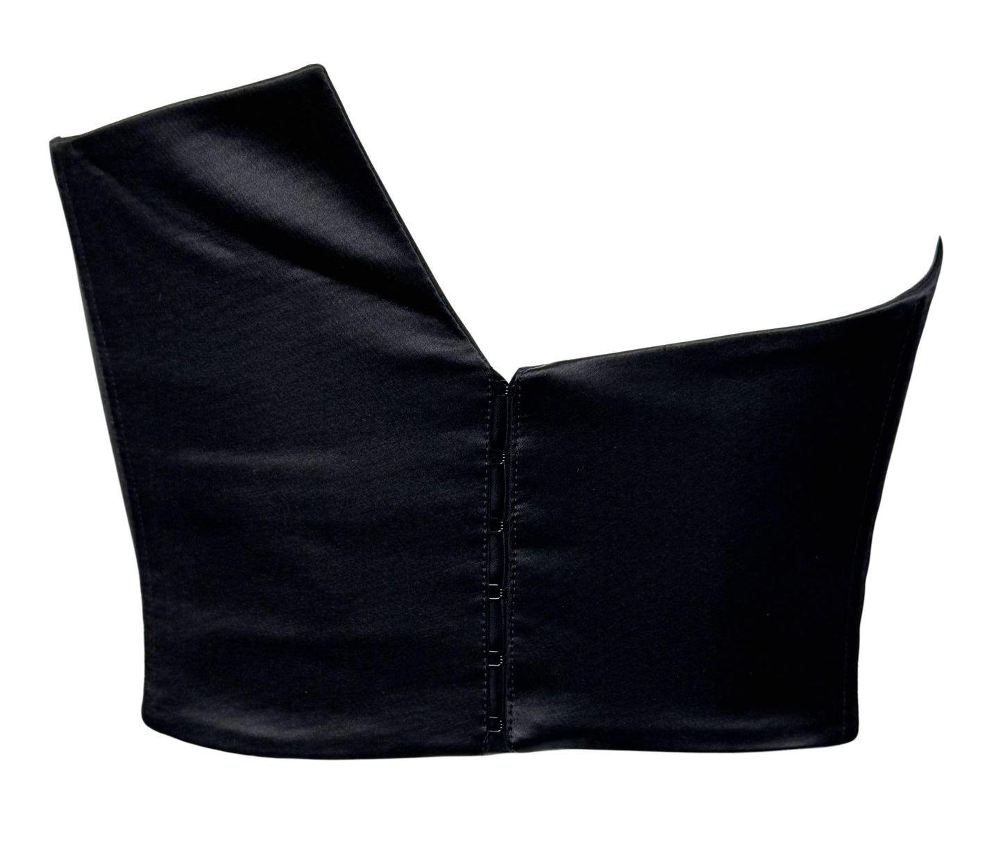 F/W 2000 Christian Dior by John Galliano Black Satin Asymmetrical Bustier Crop Top