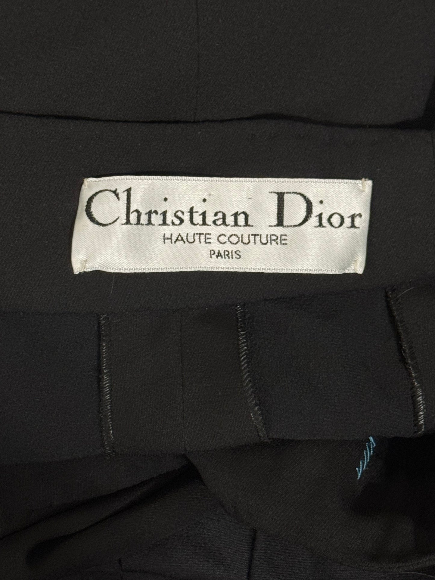 F/W 2000 Christian Dior x John Galliano 1940's Hollywood Vixen High Neck Fitted Waist Morticia Jacket Skirt Suit