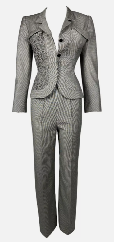 F/W 2000 Christian Dior by John Galliano Haute Couture Old Hollywood Style Fitted Jacket & Pants Suit