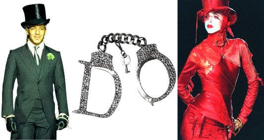 *EXTREMELY RARE* ARCHIVAL F/W 2000 Christian Dior by John Galliano Haute Couture Runway Silver Crystal Bondage Handcuffs Bracelet
