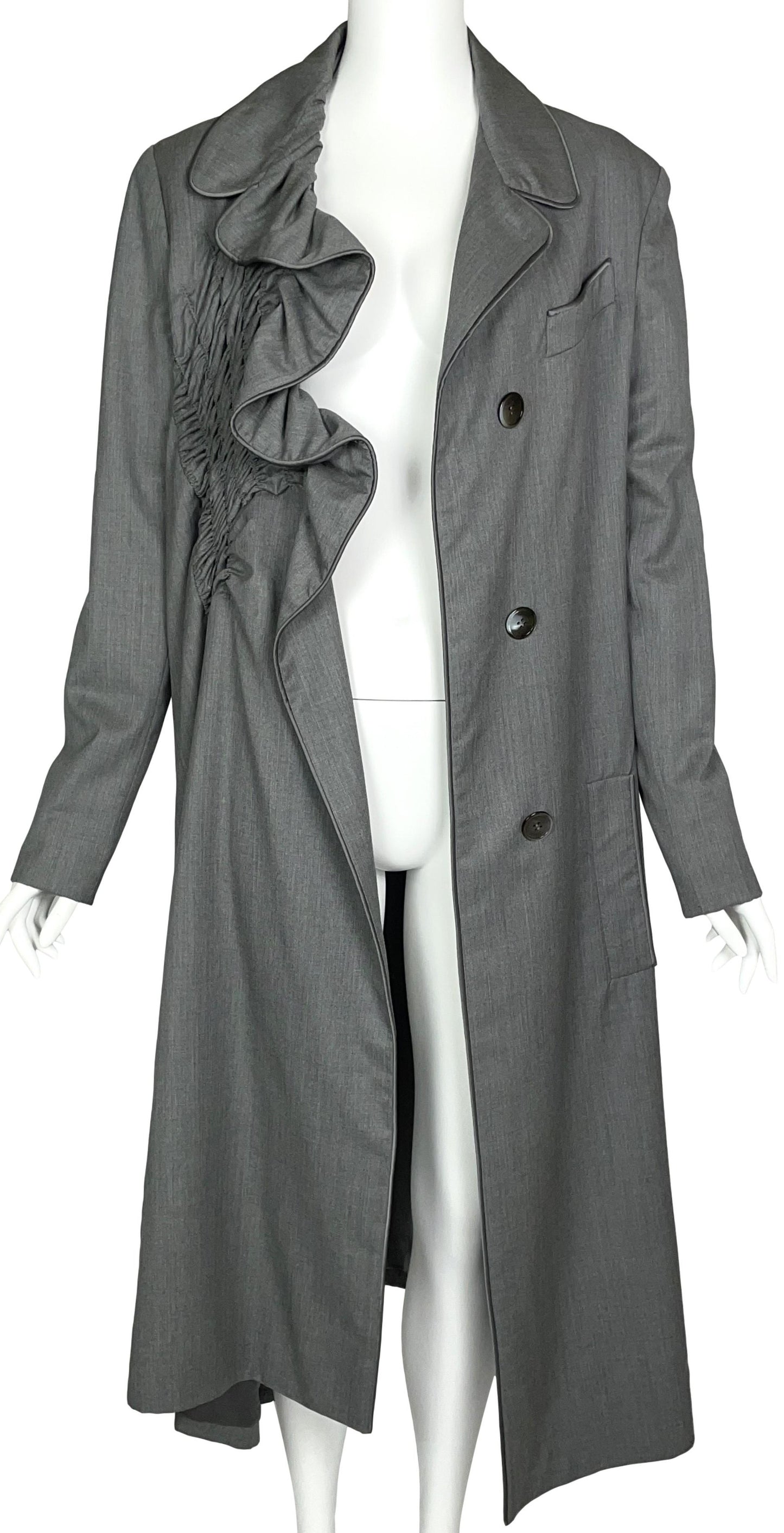 F/W 2000 Christian Dior by John Galliano Haute Couture Runway Unisex Gray Ruffle Long Coat