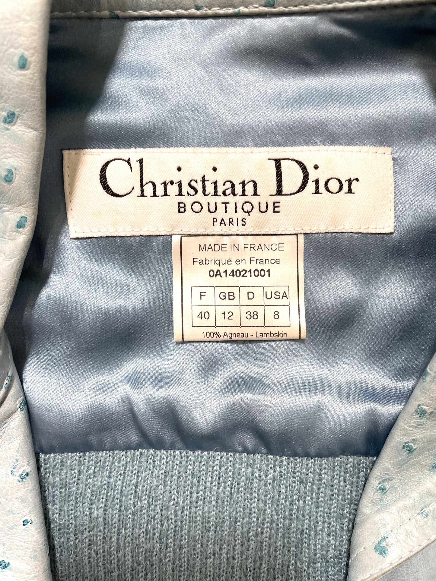 F/W 2000 Christian Dior by John Galliano Pastel Blue Leather & Knit Zip-Up Mini Dress