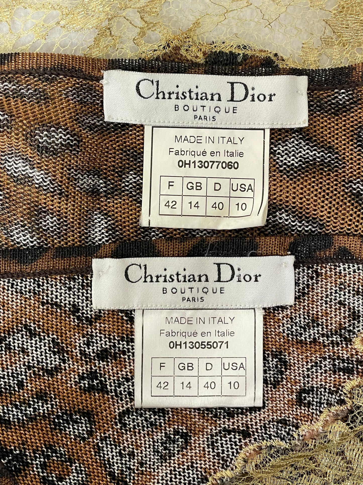 F/W 2000 Christian Dior by John Galliano Cheongsam Leopard Crop Top & Gold Lace Cardigan Set