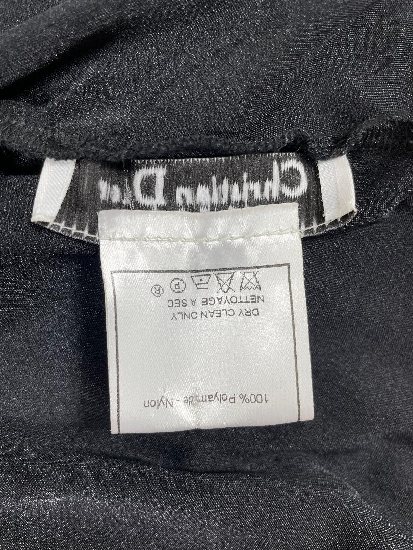 F/W 2000 Christian Dior by John Galliano Black Nylon Bodycon Gold Logo Straps Dress