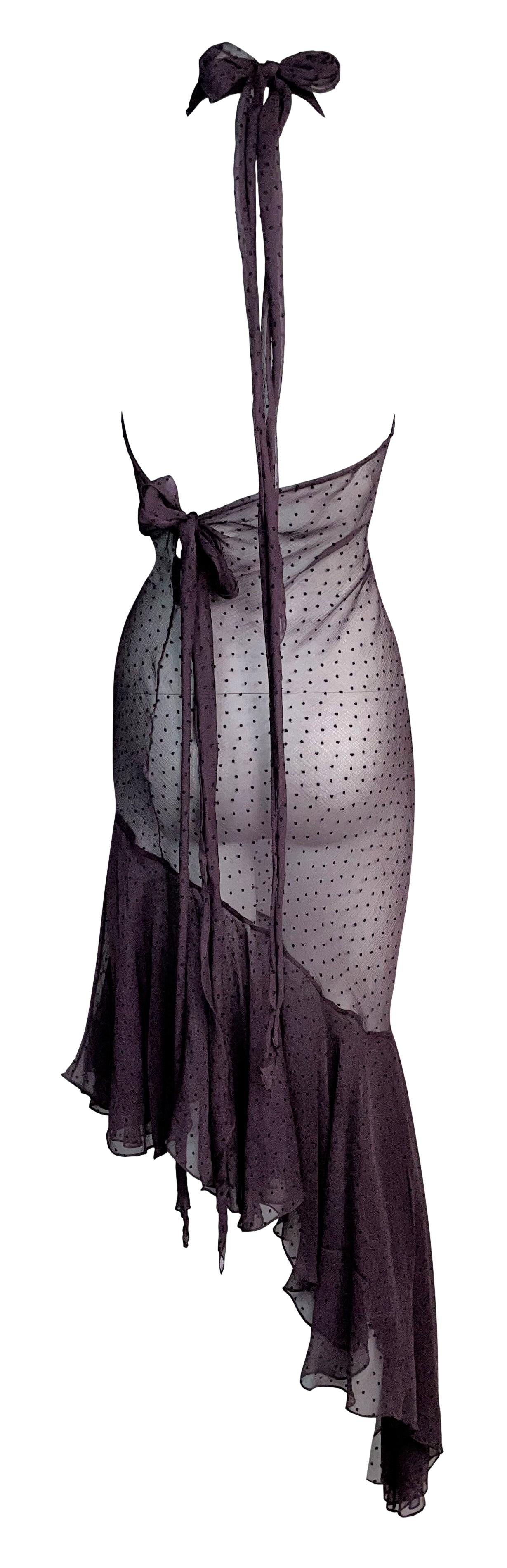 F/W 2000 Christian Dior by John Galliano Sheer Purple Silk Choker Asymmetrical Dress