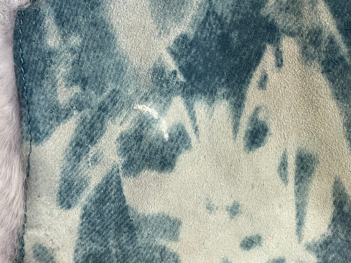 F/W 2000 Christian Dior by John Galliano Runway Blue Tie Dye Leather & Fur Cropped Jacket