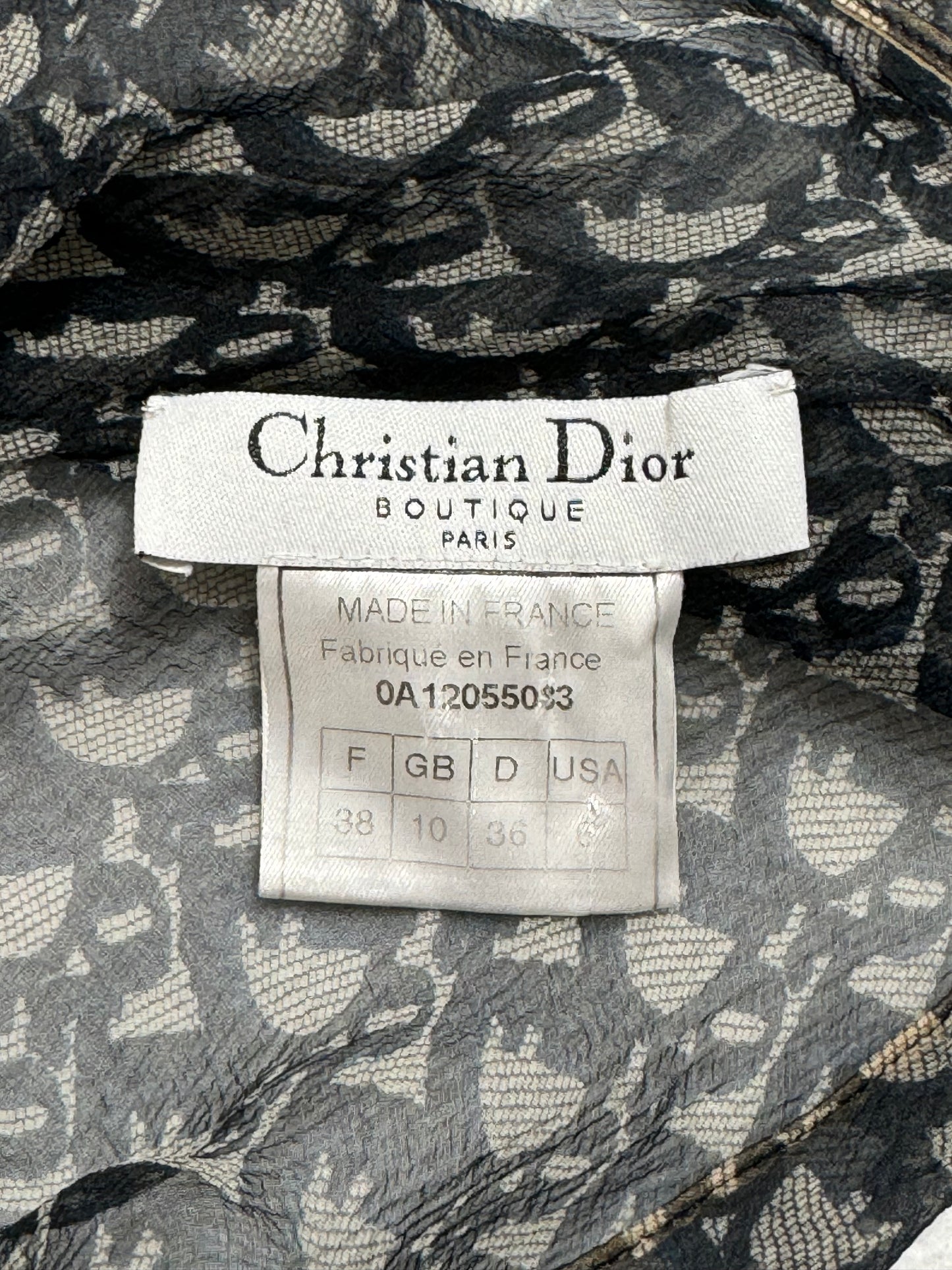 F/W 2000 Christian Dior by John Galliano Sheer Blue Silk Logo Monogram Top