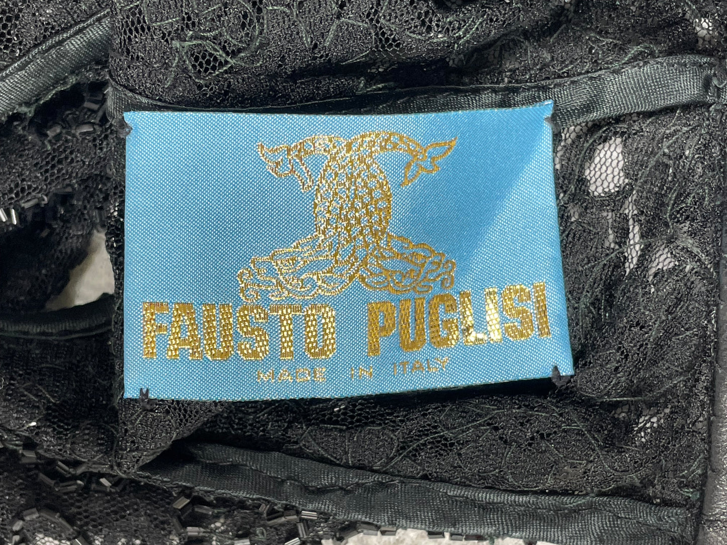 RARE F/W 2000 Fausto Puglisi Sheer Black Lace Beaded Rock Star Tank Top