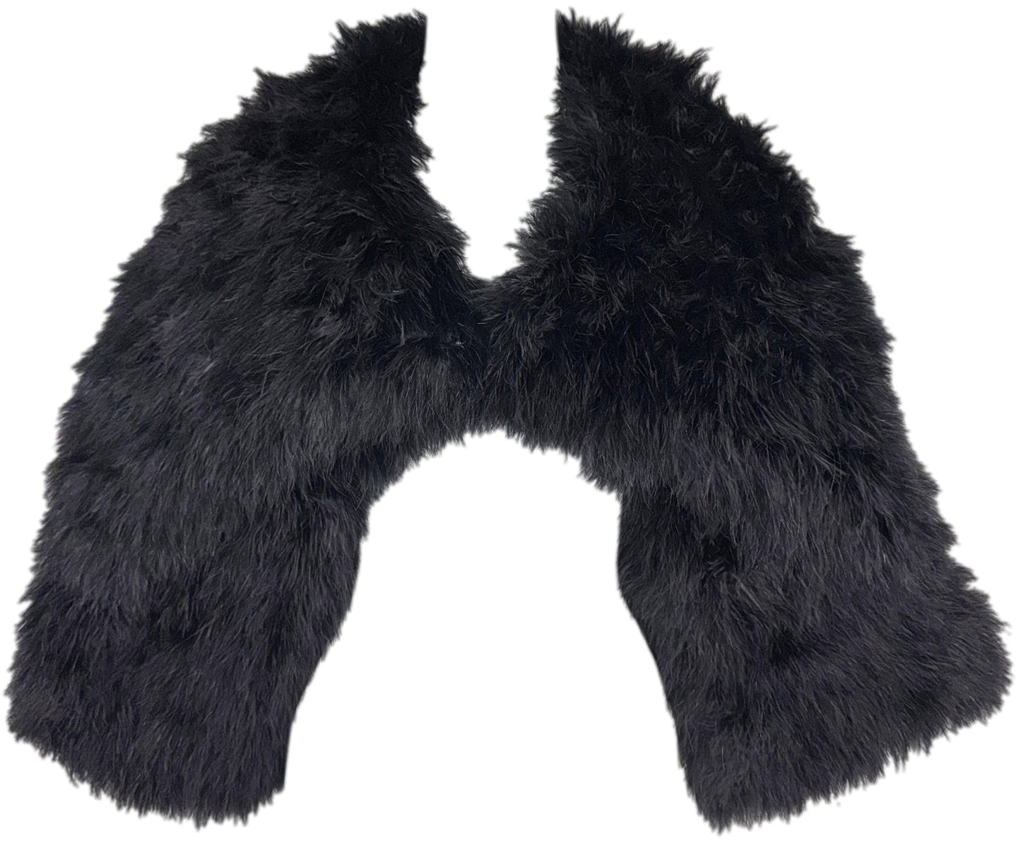 F/W 2000 John Galliano Runway Black Chubby Wide Collar Feather Cropped Jacket Coat