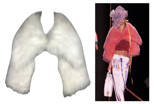 F/W 2000 John Galliano Runway White Feather Chubby Cropped Jacket