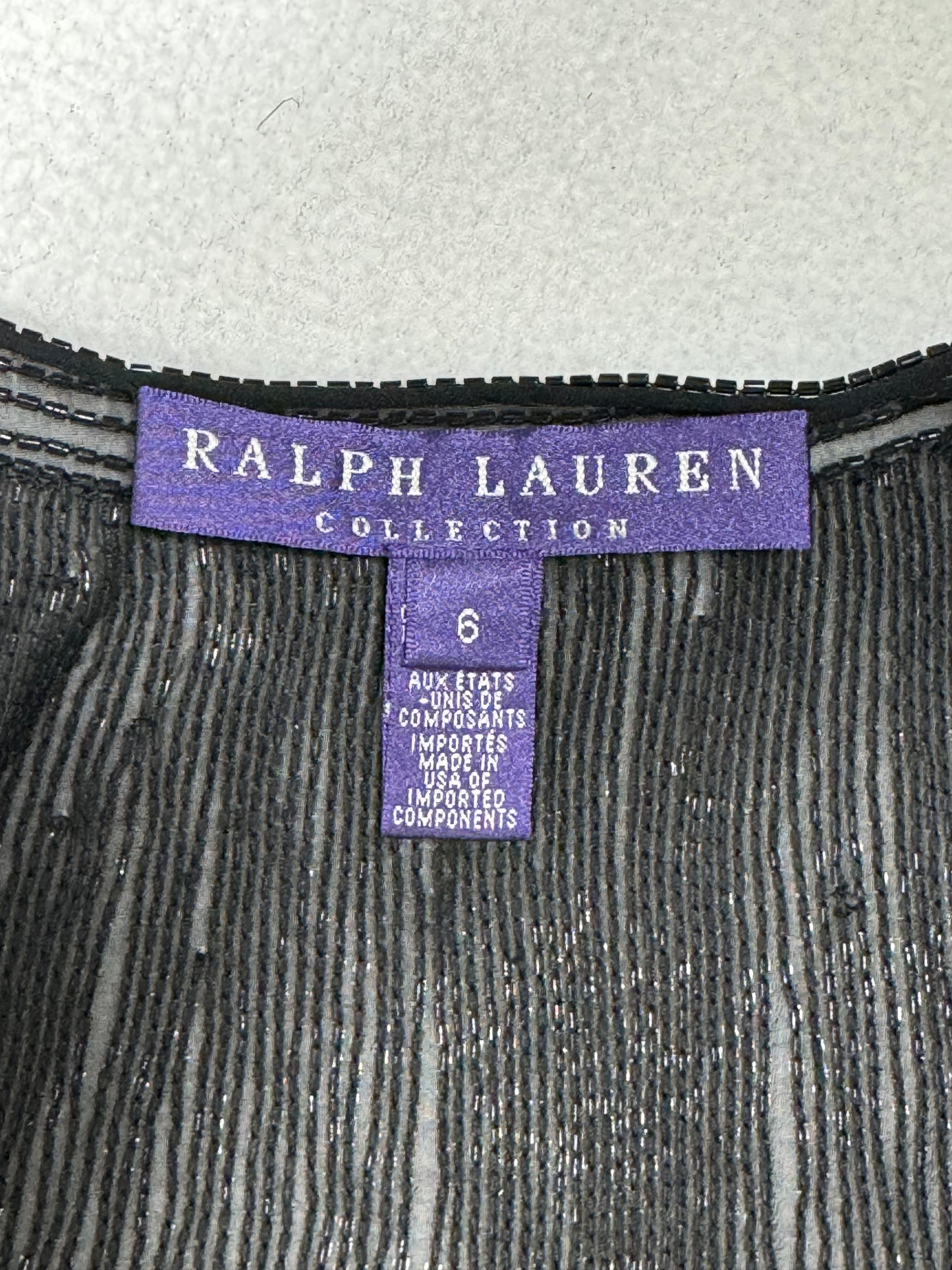 F/W 2000 Ralph Lauren Collection 1940's Old Hollywood Style Sheer Black Beaded Crop Top & Wide Leg Pants Set