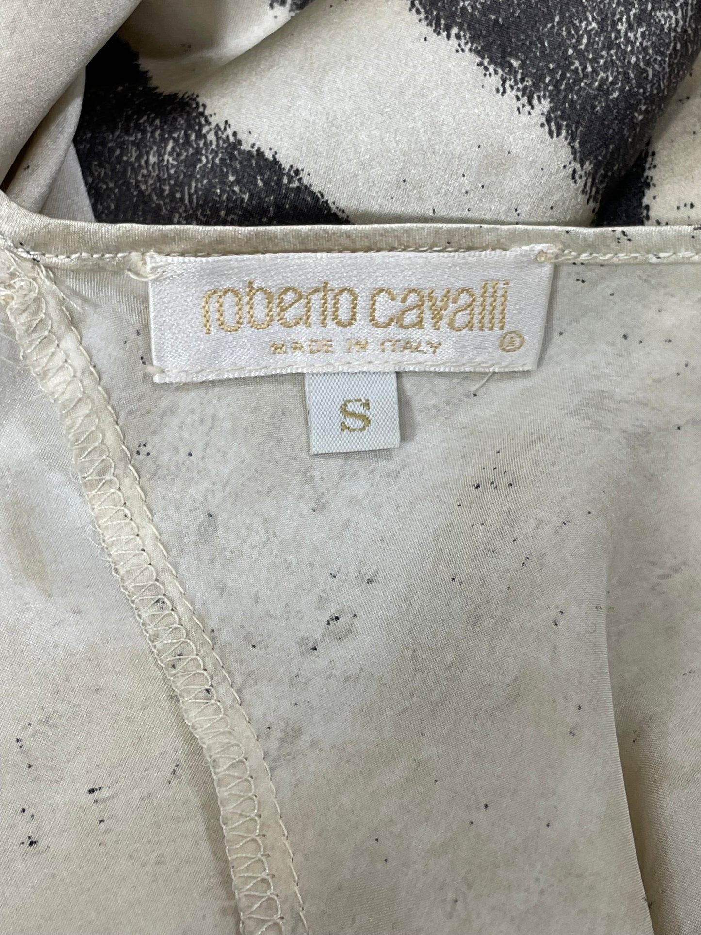 F/W 2000 Roberto Cavalli Ivory Zebra Silk Satin Gown Dress