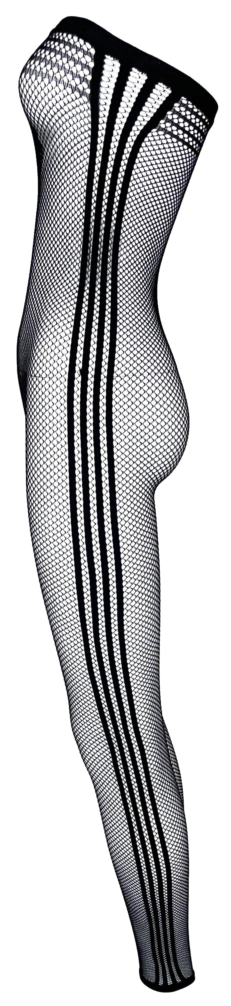 2000's Jean Paul Gaultier Sheer Black Fishnet Bodystocking Strapless Jumpsuit