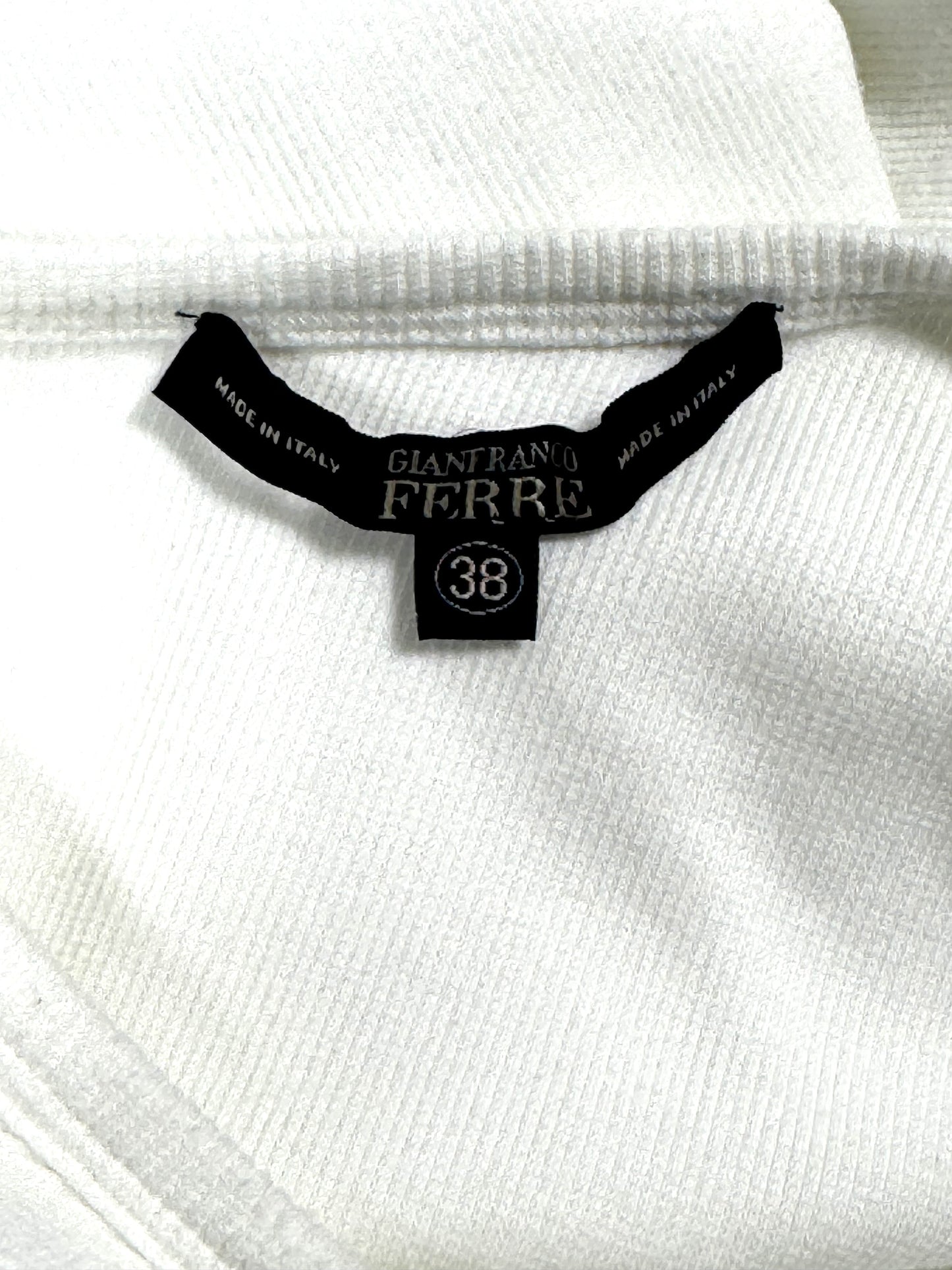 2000's Gianfranco Ferre Semi-Sheer White Cotton Ribbed Racer Back Bodycon Wiggle Mini Dress