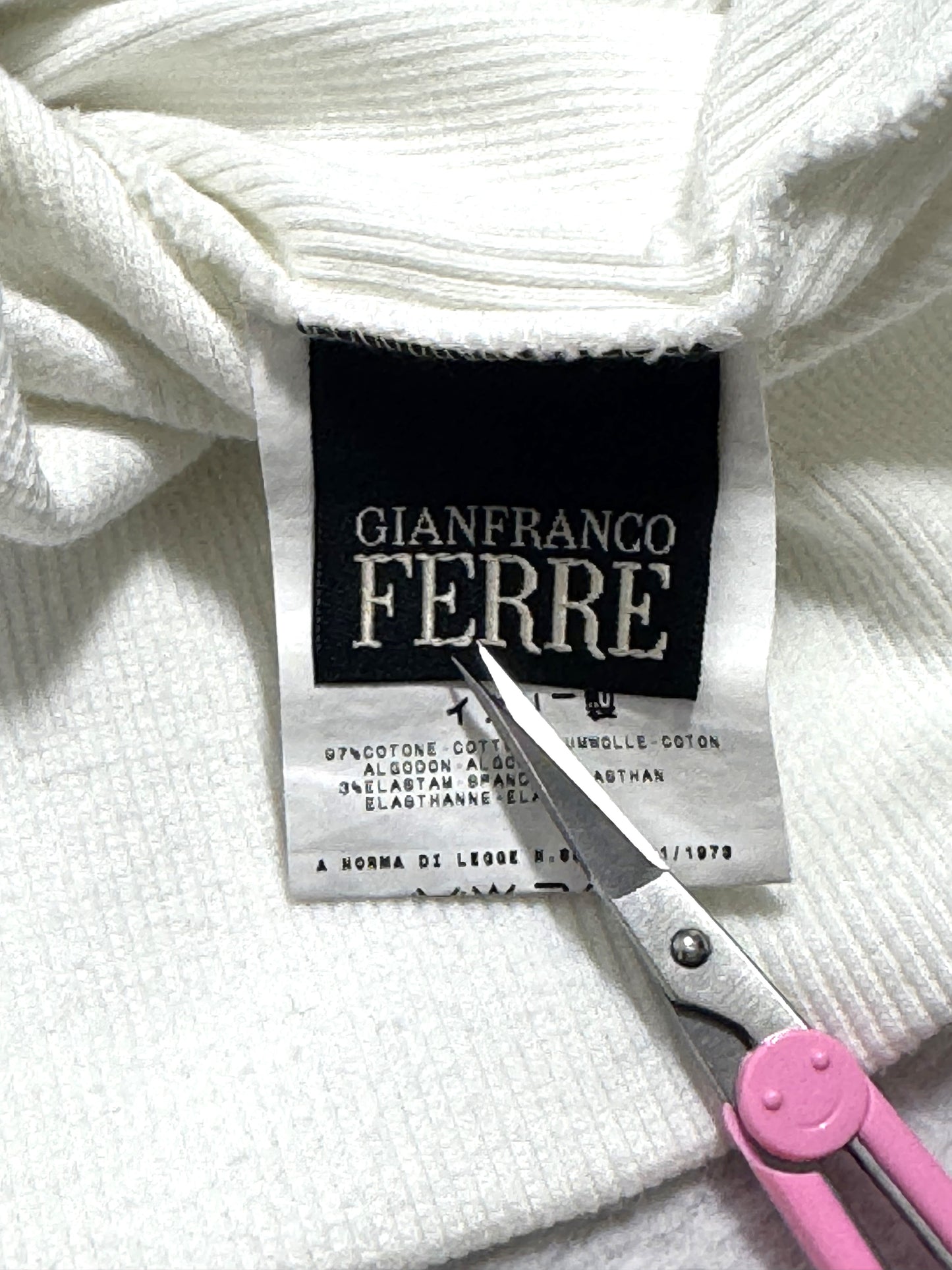 2000's Gianfranco Ferre Semi-Sheer White Cotton Ribbed Racer Back Bodycon Wiggle Mini Dress