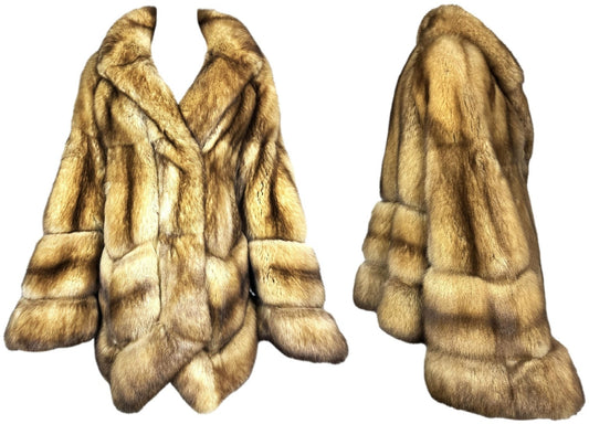 2000's Gianfranco Ferre Golden Zibellino Sable Fur Kimono Sleeve Coat Jacket