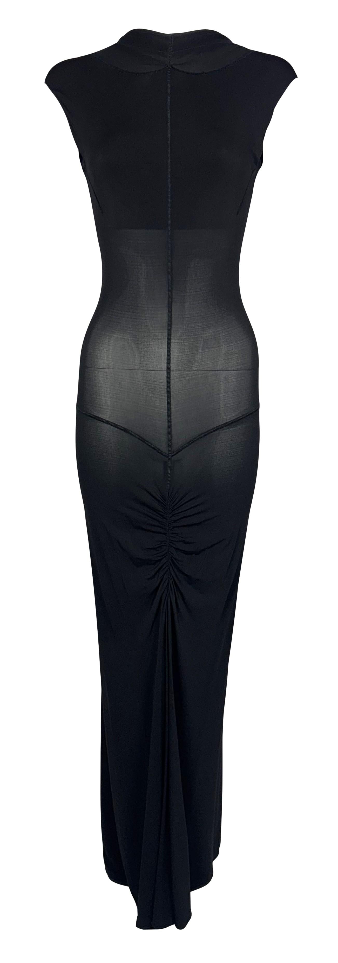 2000's Roberto Cavalli Sheer Black Nylon Bodycon Wiggle Maxi Dress