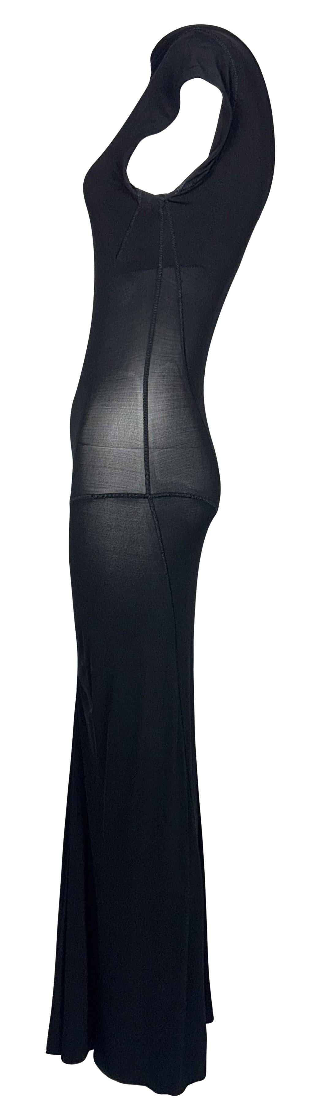 2000's Roberto Cavalli Sheer Black Nylon Bodycon Wiggle Maxi Dress