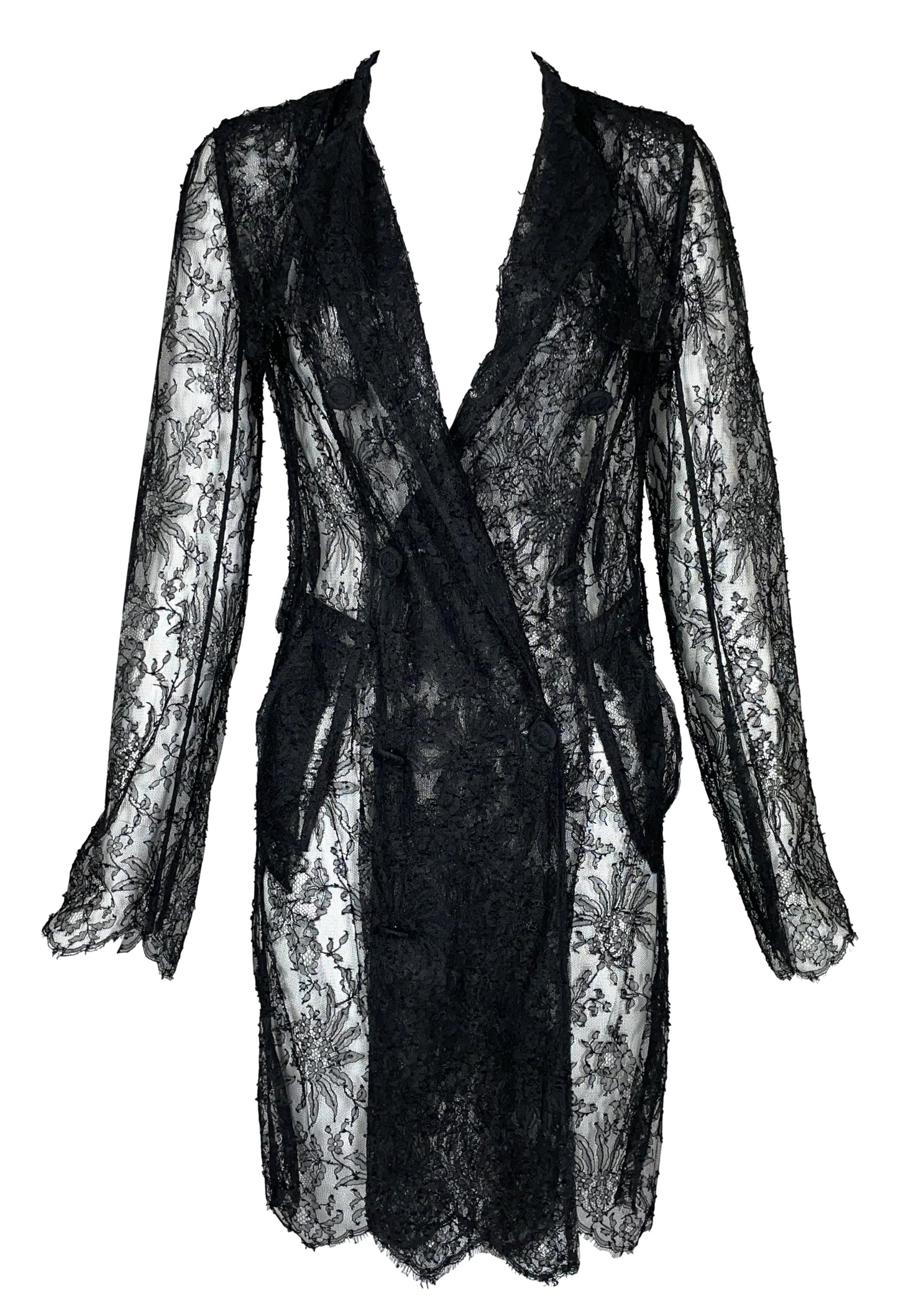 2000's Balenciaga by Nicolas Ghesquière Sheer Black Lace Dress Jacket
