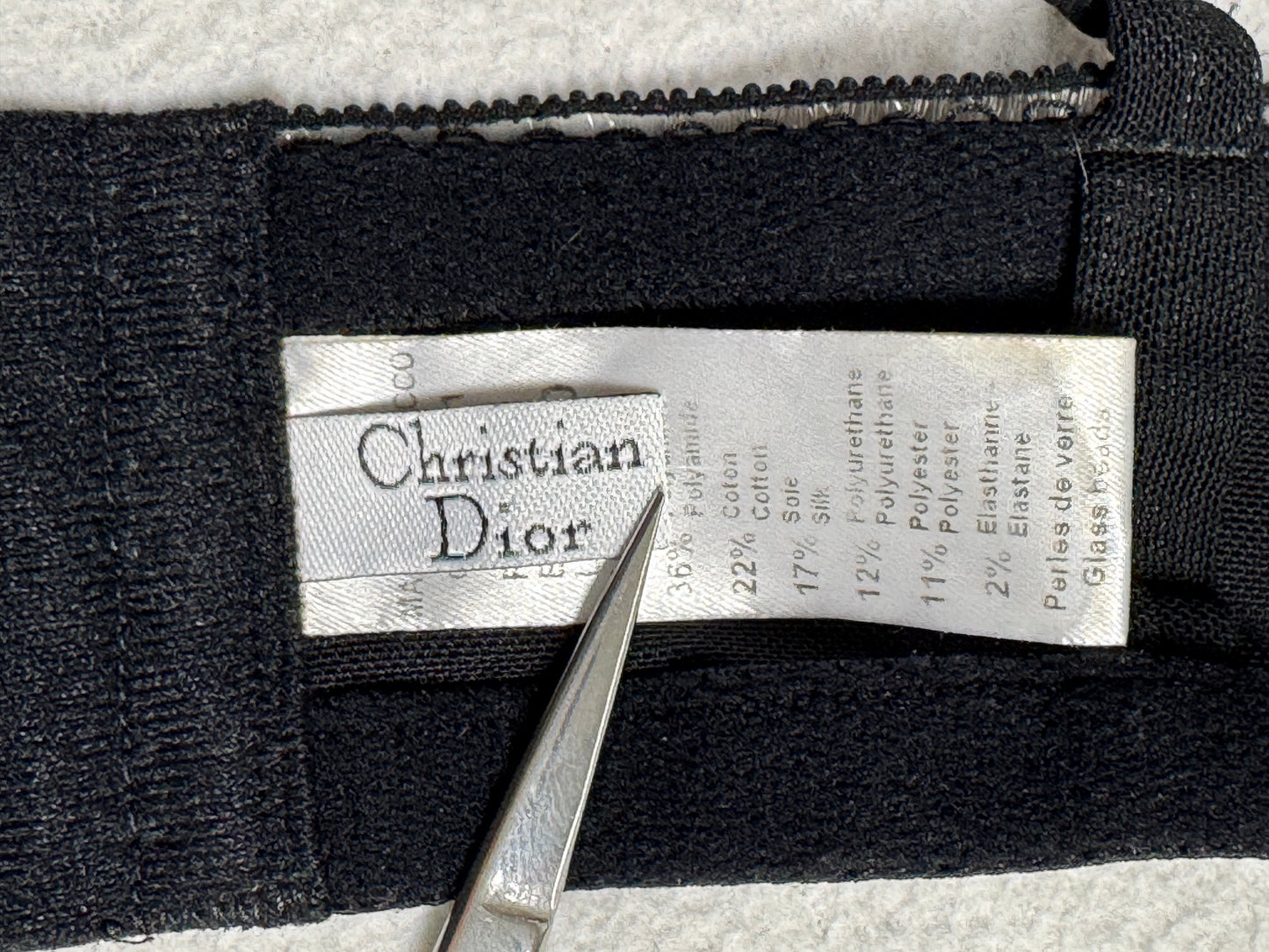 2000's Christian Dior x John Galliano Black Beaded Mesh Bra Lingerie Top 34D