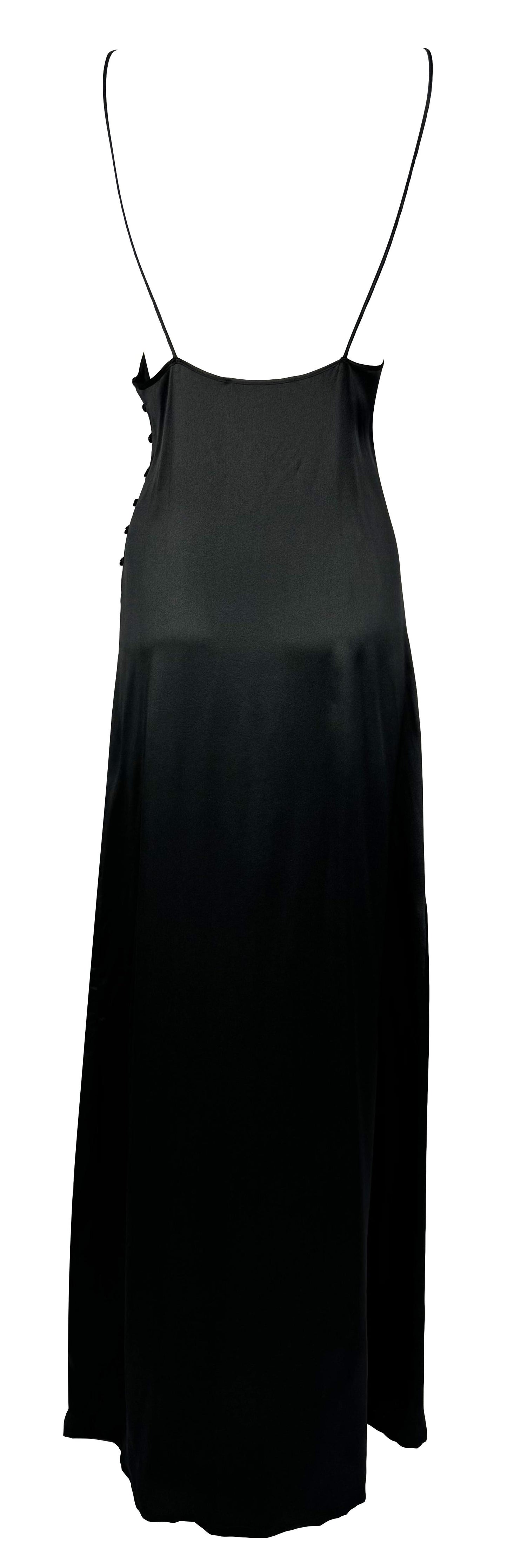 2000's Christian Dior by John Galliano Black Silk Sheer Polka Dot Maxi Slip Dress