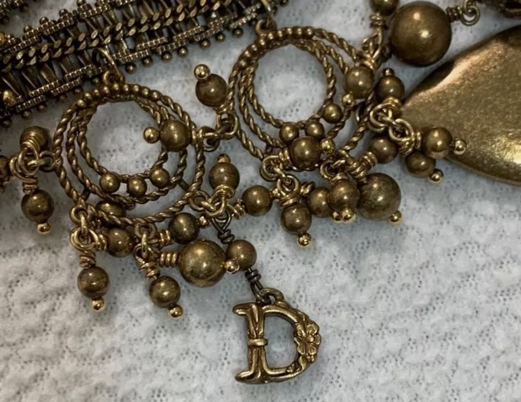2000's Christian Dior by John Galliano Bronze Gypsy Boho Chic Large Necklace & Earrings Set
