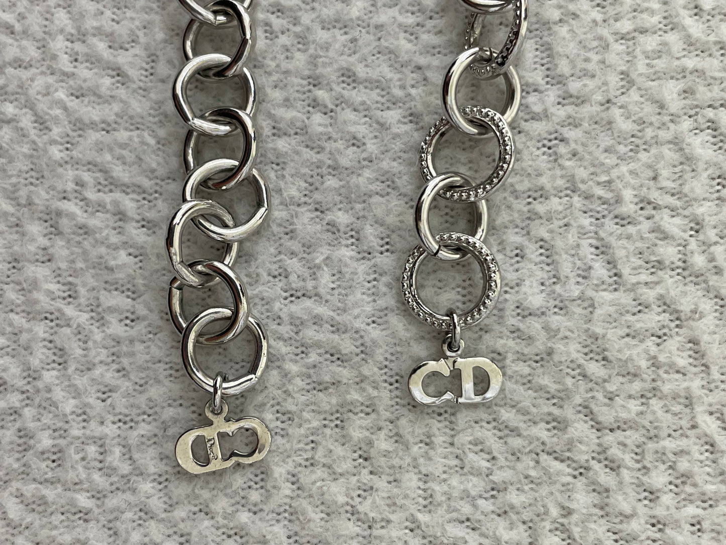 2000's Christian Dior by John Galliano Crystal Logo Choker & Long Necklace Set