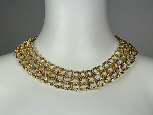 2000's Christian Dior by John Galliano Gold Crystal Logo Classic Necklace