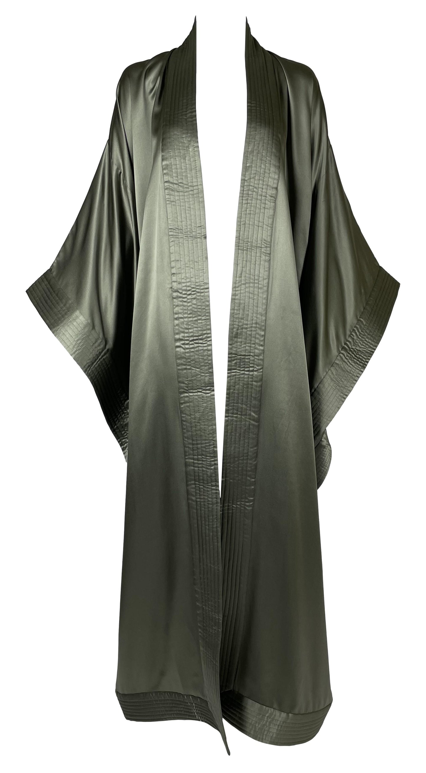 NWT 2000's Christian Dior by John Galliano Army Green Satin Silk Kimono Coat Dress