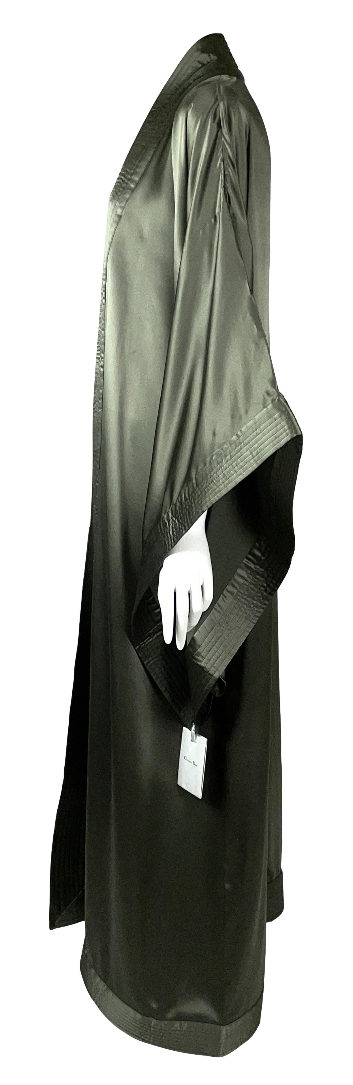 NWT 2000's Christian Dior by John Galliano Army Green Satin Silk Kimono Coat Dress