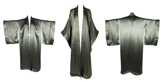 NWT 2000's Christian Dior by John Galliano Army Green Satin Silk Kimono Coat Dress