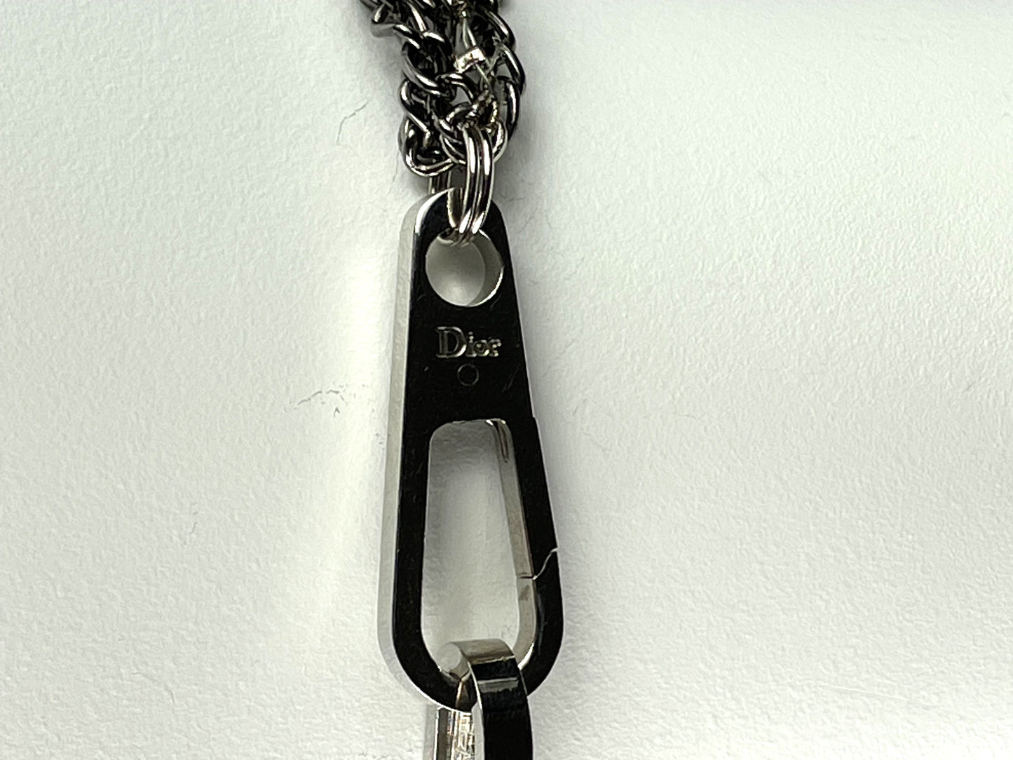 2000's Christian Dior by John Galliano Huge Chunky Silver Chain Pearl Black Stone Layered Necklace